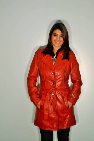 trench cuir rouge GIOVANNI femme