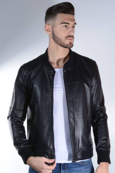 blouson cuir noir Giovanni homme